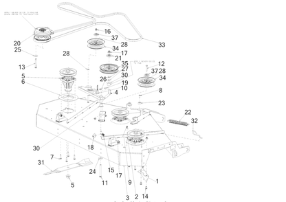 Deck Diagram and Parts List for Z-FORCESX60KW (17AIDGJD010)(2017) Cub Cadet Lawn Tractor